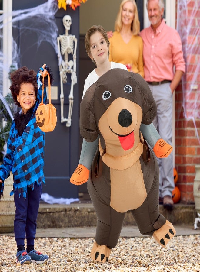 One Casa Inflatable Dog Costumes for Kids,Blow Up Dachshund Suit,Ride On Halloween Costumes for Boys Girls (7-10YRS) - Image 3